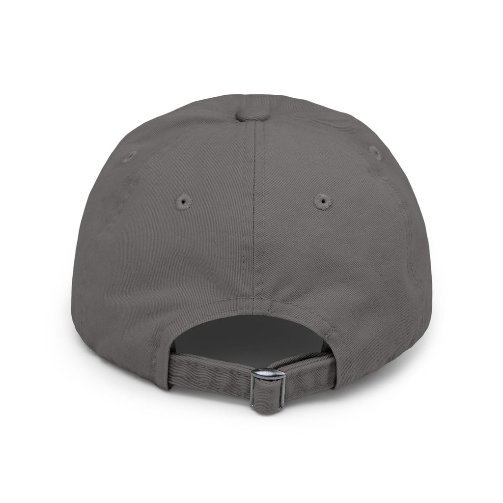 Distressed Black Cap with Red Leaf Patch — Floral Graphic Dad Hat