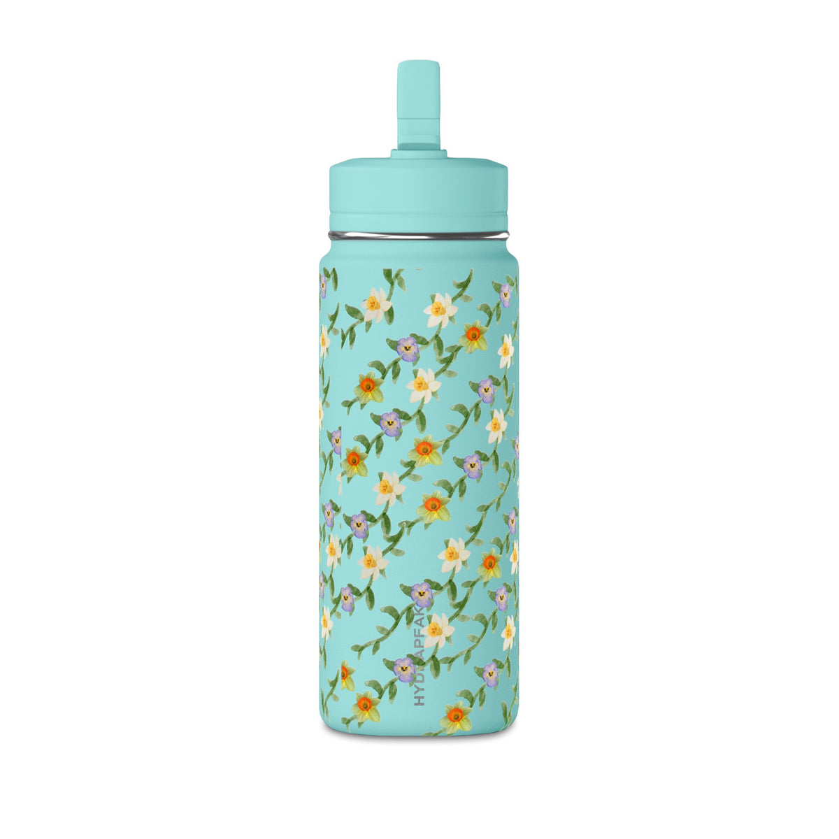 20oz Floral Water Bottle – Mini Straw Hydration Bottle with Dainty Yellow Blossoms