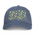 Coastal Floral Washed Cap — Embroidered Ditsy Flowers Dad Hat
