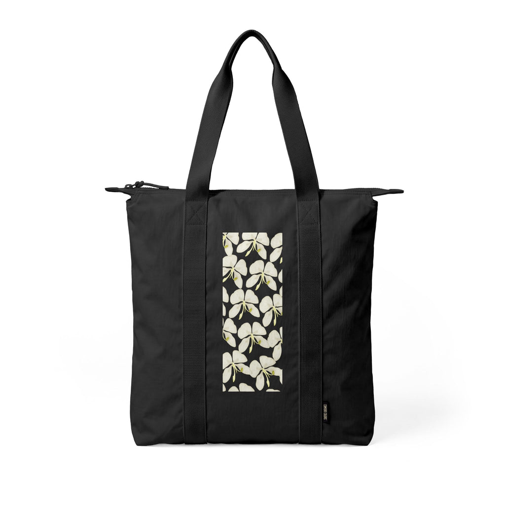 Tote — Black Floral Orchid Panel Nomad Carry-All Tote Bag