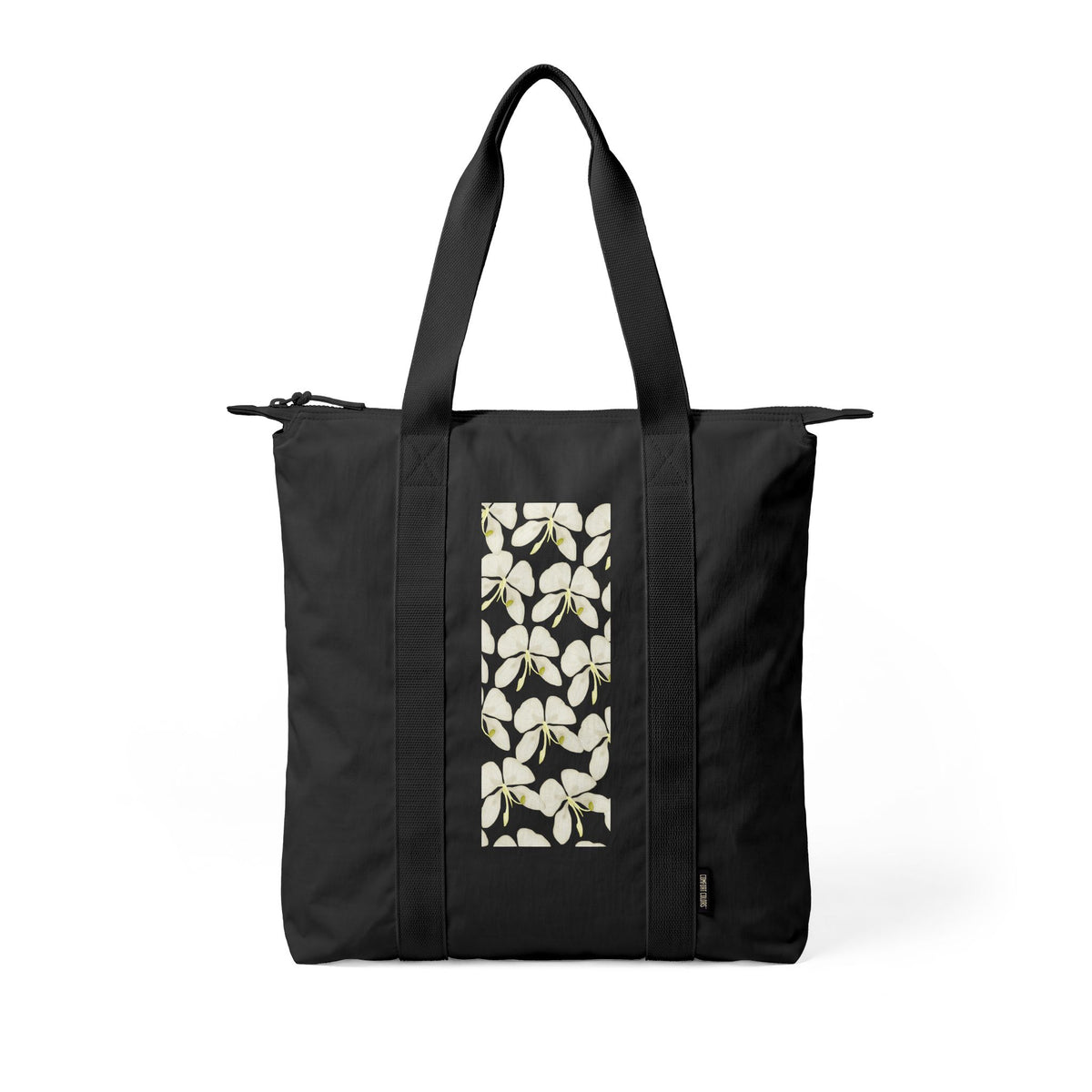 Tote — Black Floral Orchid Panel Nomad Carry-All Tote Bag
