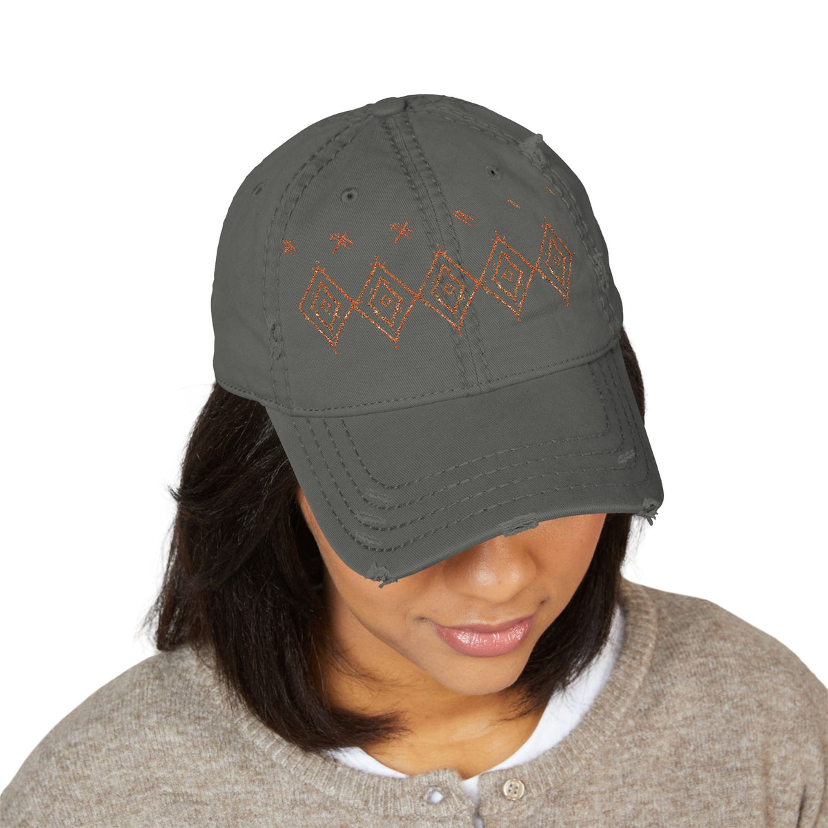 Embroidered Southwest Diamond Distressed Dad Hat