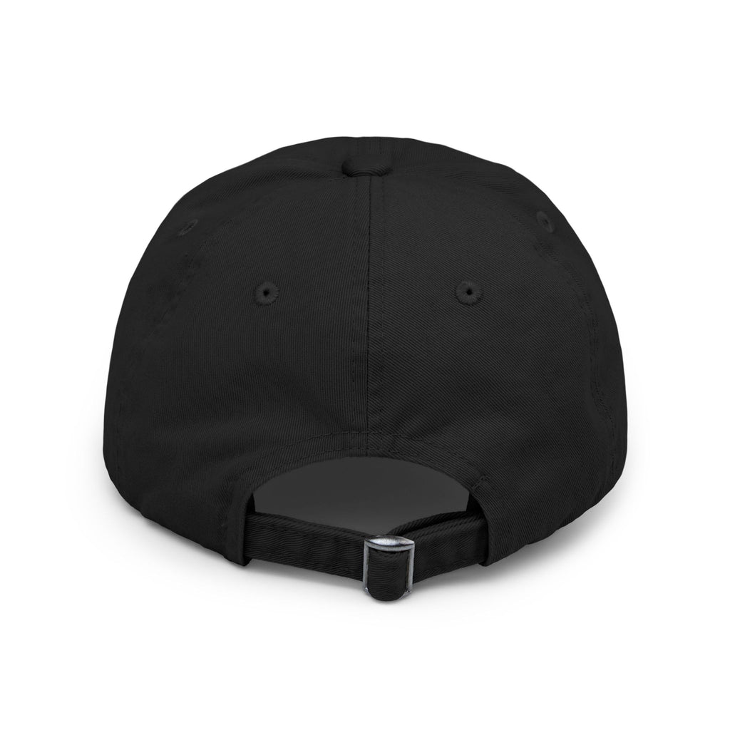 Distressed Black Cap with Red Leaf Patch — Floral Graphic Dad Hat