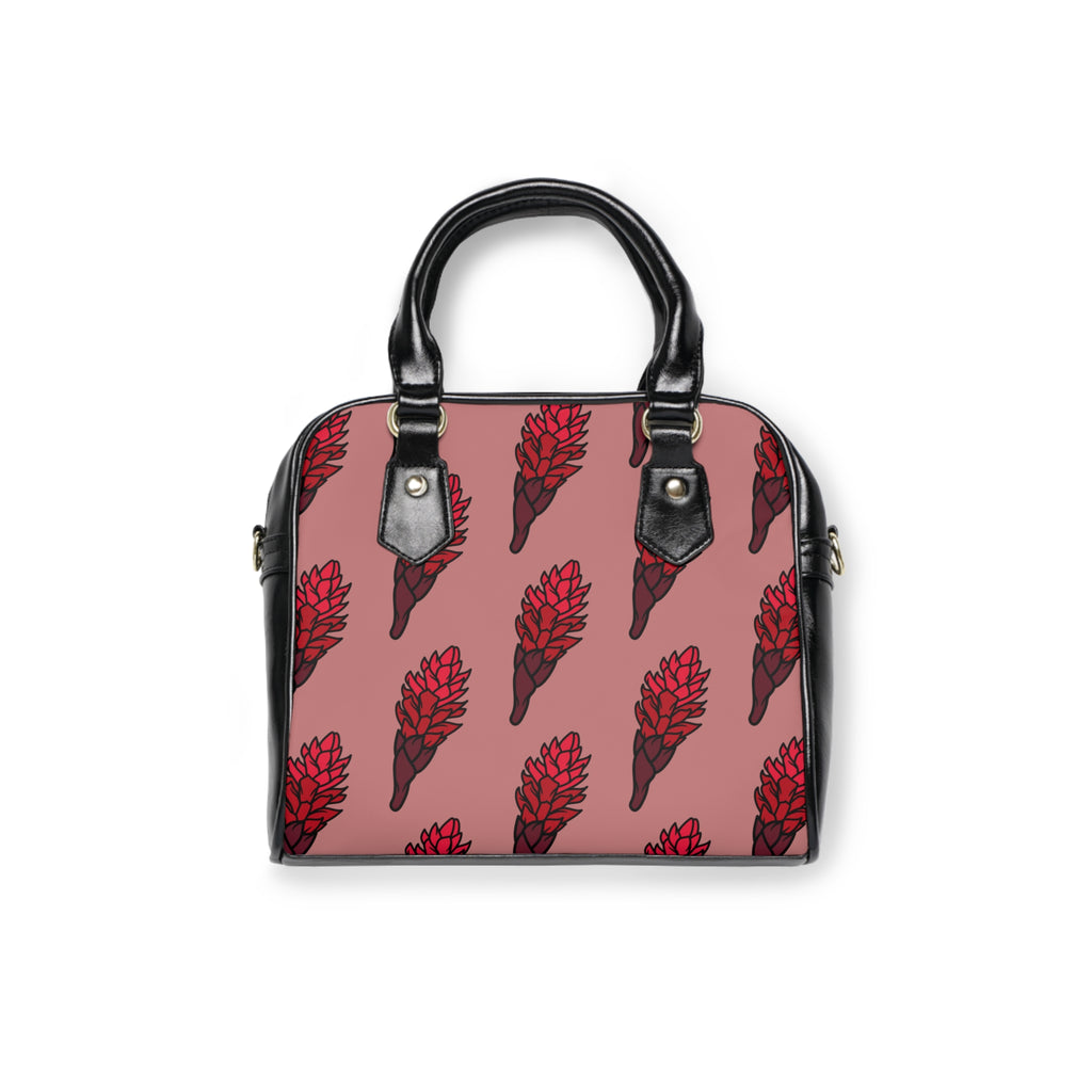 Shoulder Handbag — Red Ginger Floral Patterned Tote Bag