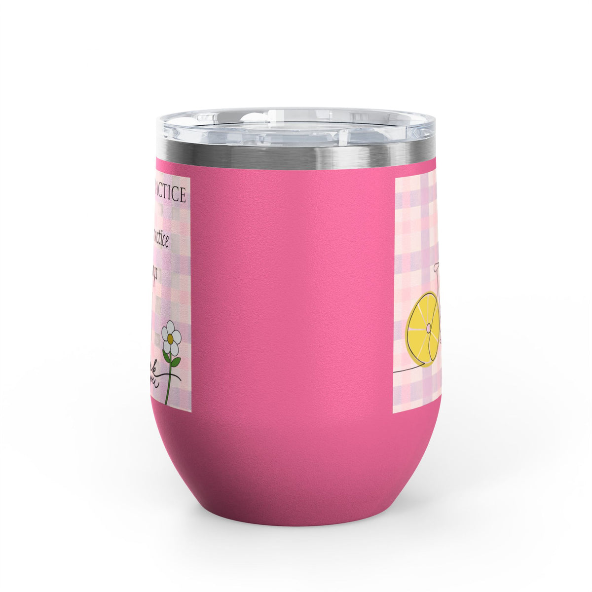 Gratitude Practice Wine Tumbler — 12oz Insulated Stainless Steel Cup ("Gratitude is a practice, name 3 good things everyday")