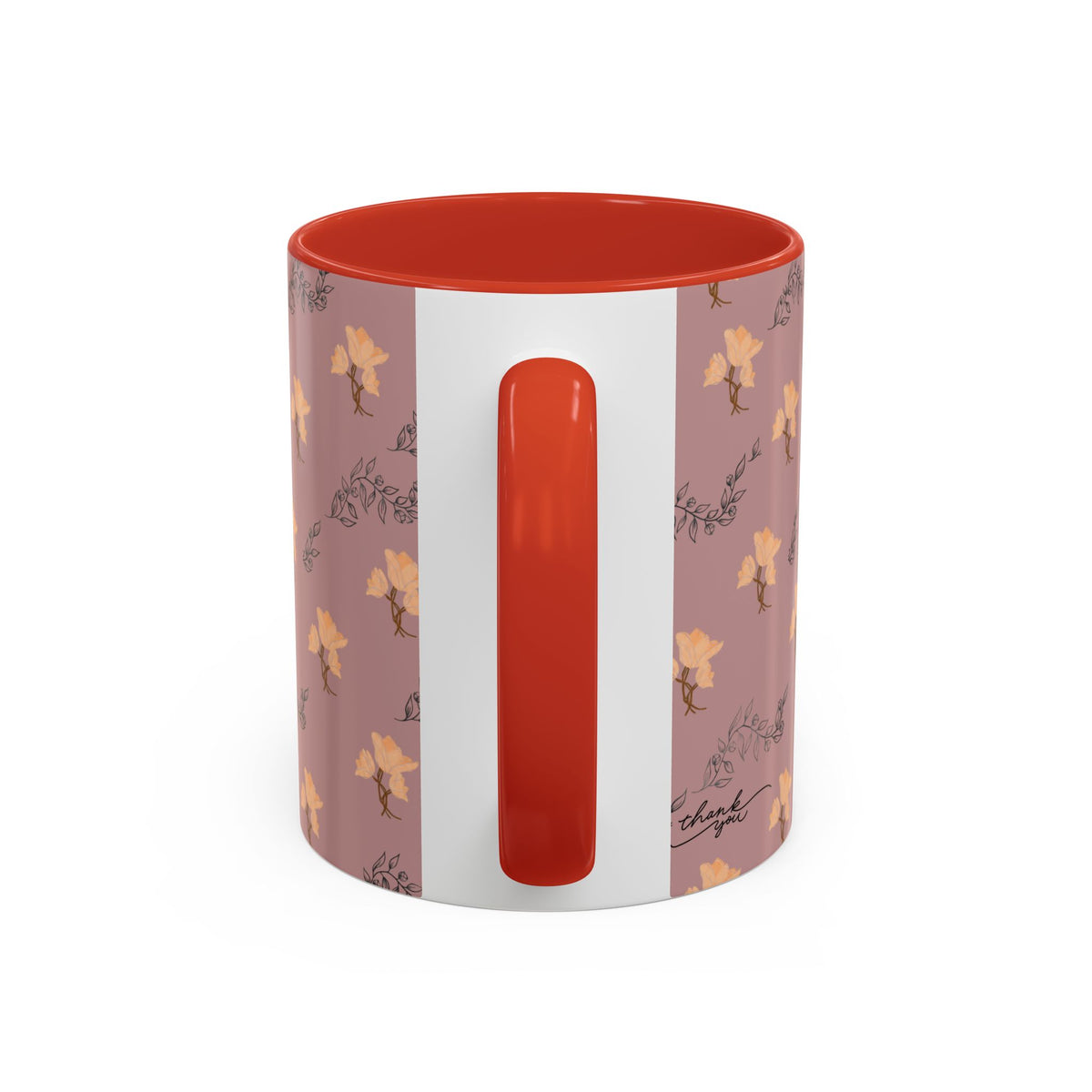 Pink Floral Accent Coffee Mug — Retro Bloom Pattern (11/15oz)