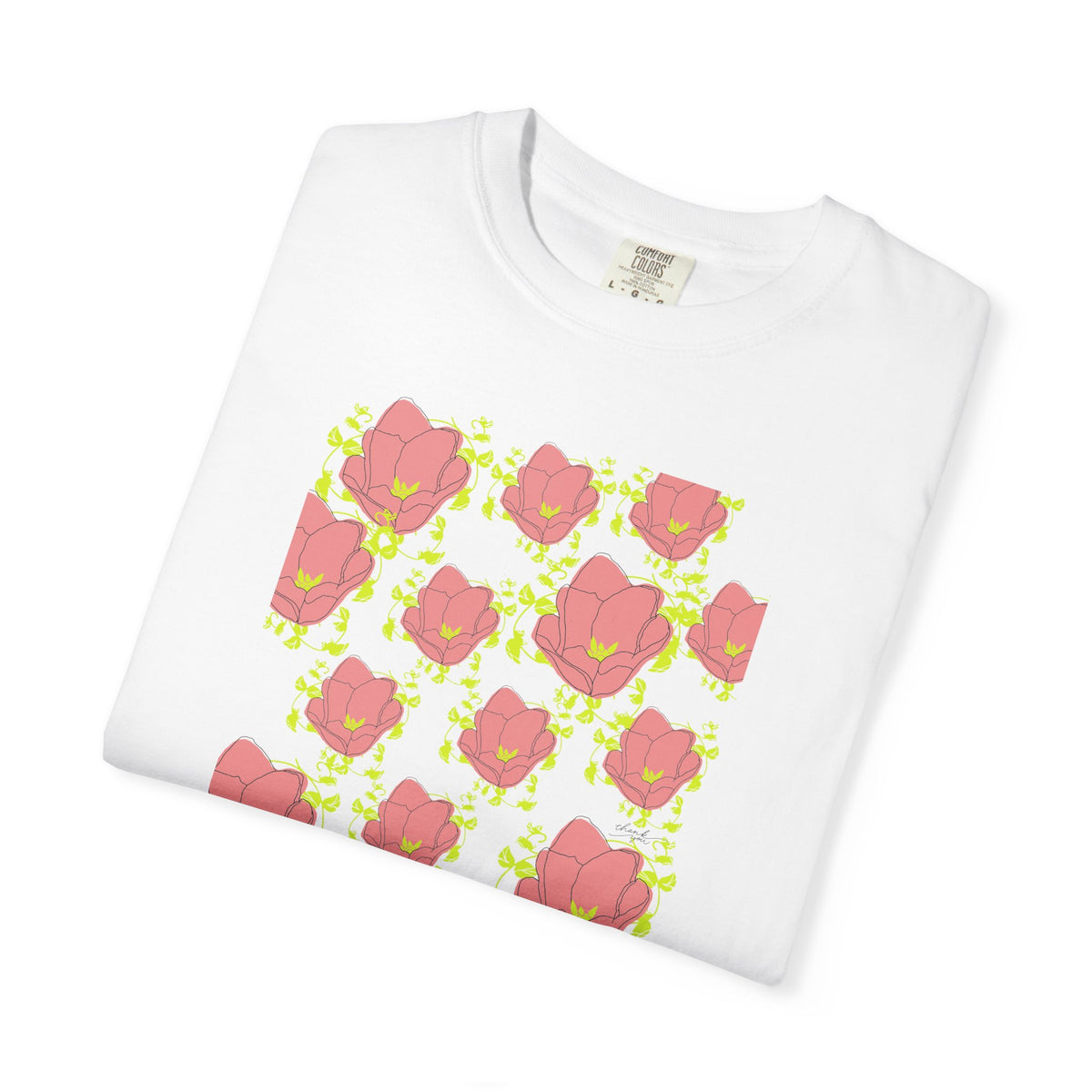 Floral Pop Pattern T-Shirt — Pink Poppy Repeat Graphic Tee