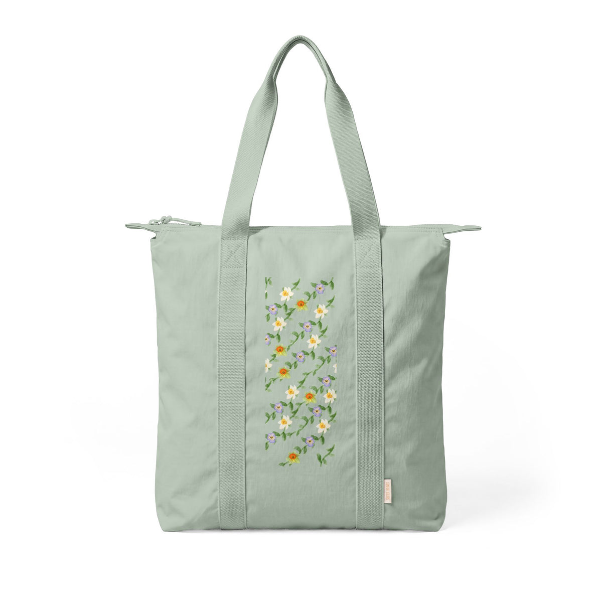 Tote Bag — Vertical Daffodil Floral Print Nomad Carry-All