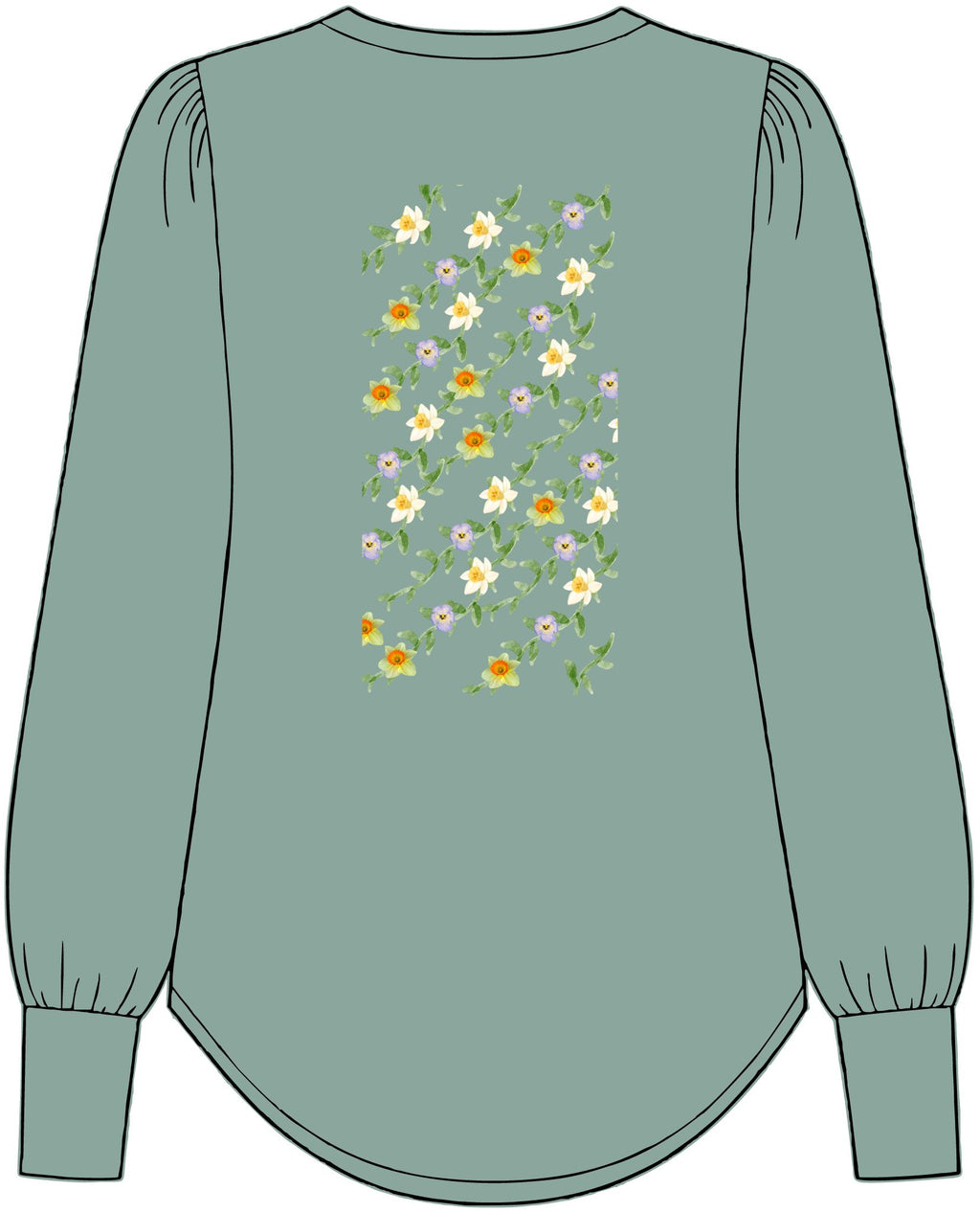 Women's Floral Vines Long Sleeve Top