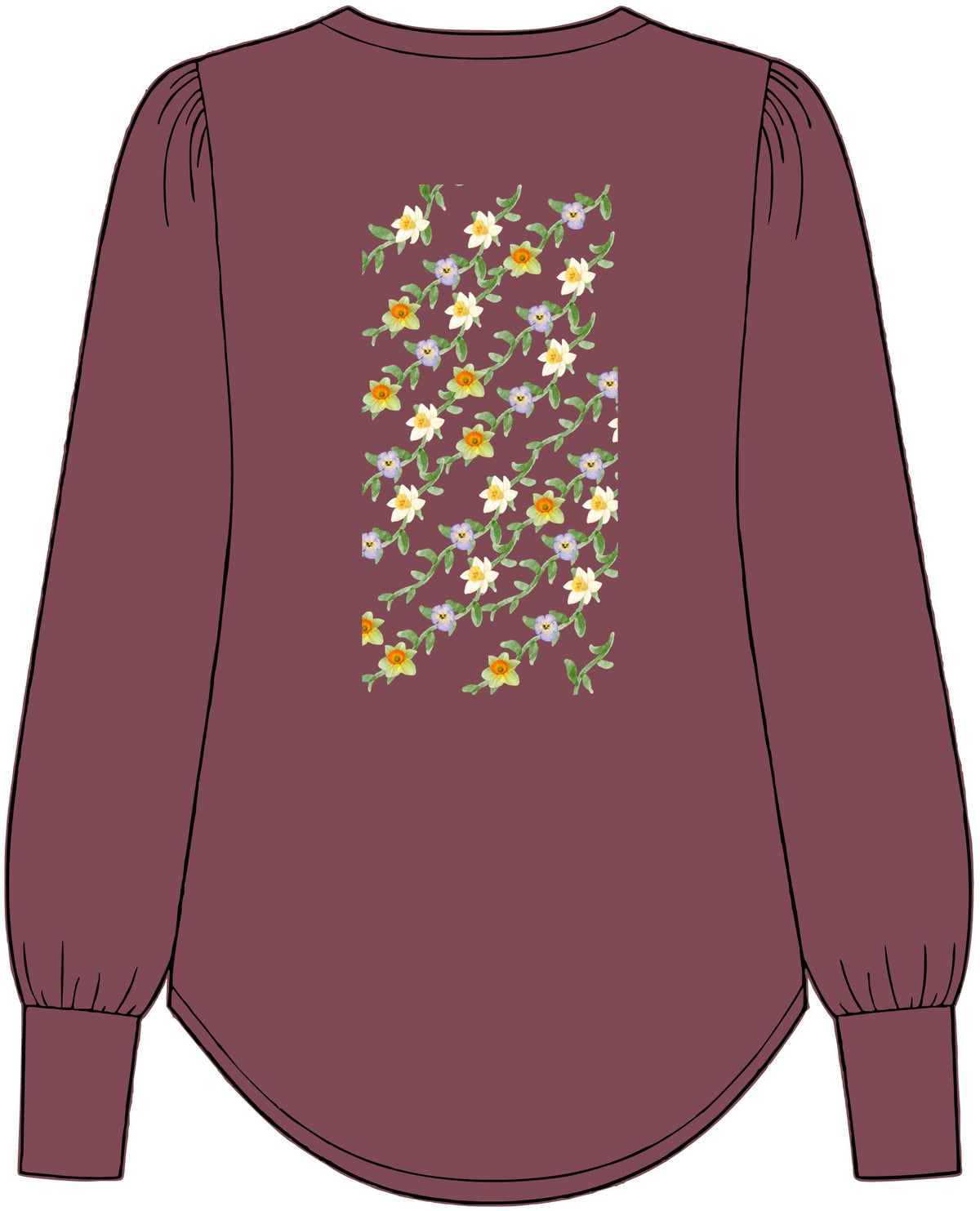 Women's Floral Vines Long Sleeve Top