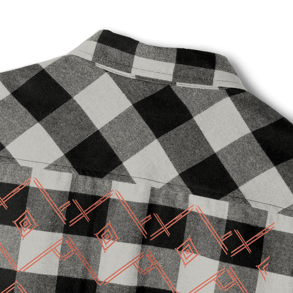 Plaid Flannel Shirt with Geometric Patchwork Back