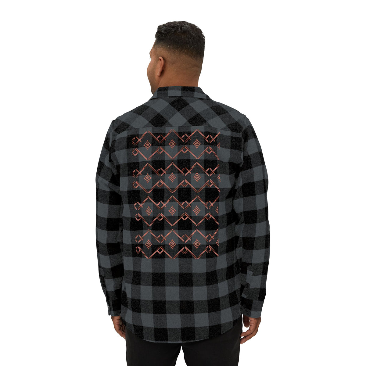 Plaid Flannel Shirt with Geometric Patchwork Back