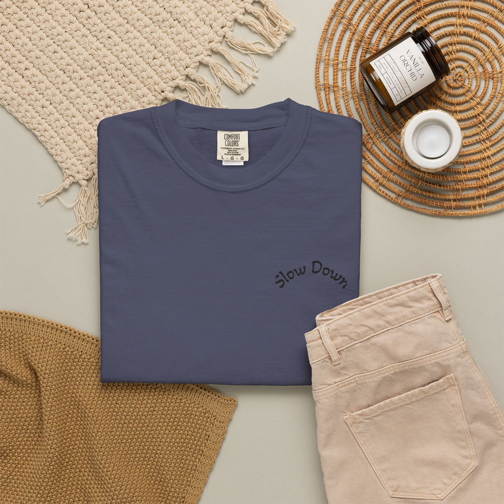 Gratitude Floral Tee — White Garment-Dyed T-Shirt