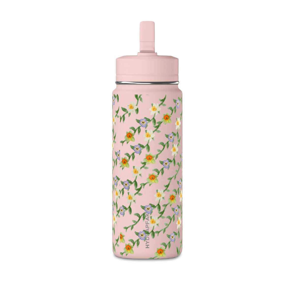 20oz Floral Water Bottle – Mini Straw Hydration Bottle with Dainty Yellow Blossoms
