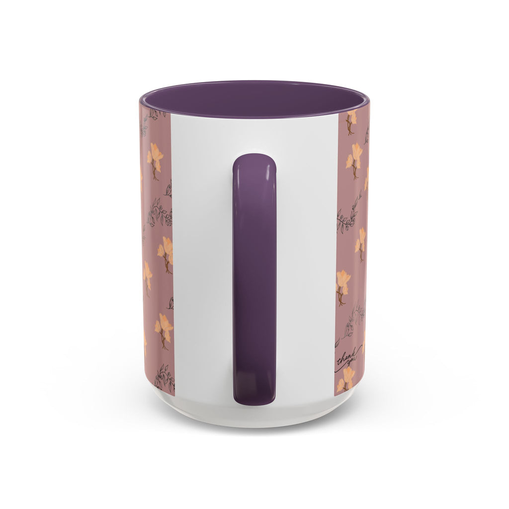 Pink Floral Accent Coffee Mug — Retro Bloom Pattern (11/15oz)