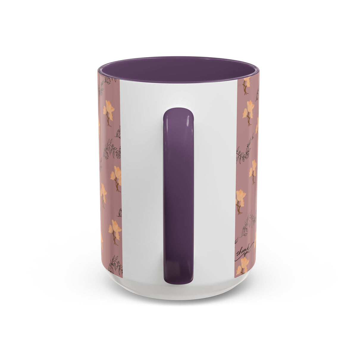 Pink Floral Accent Coffee Mug — Retro Bloom Pattern (11/15oz)