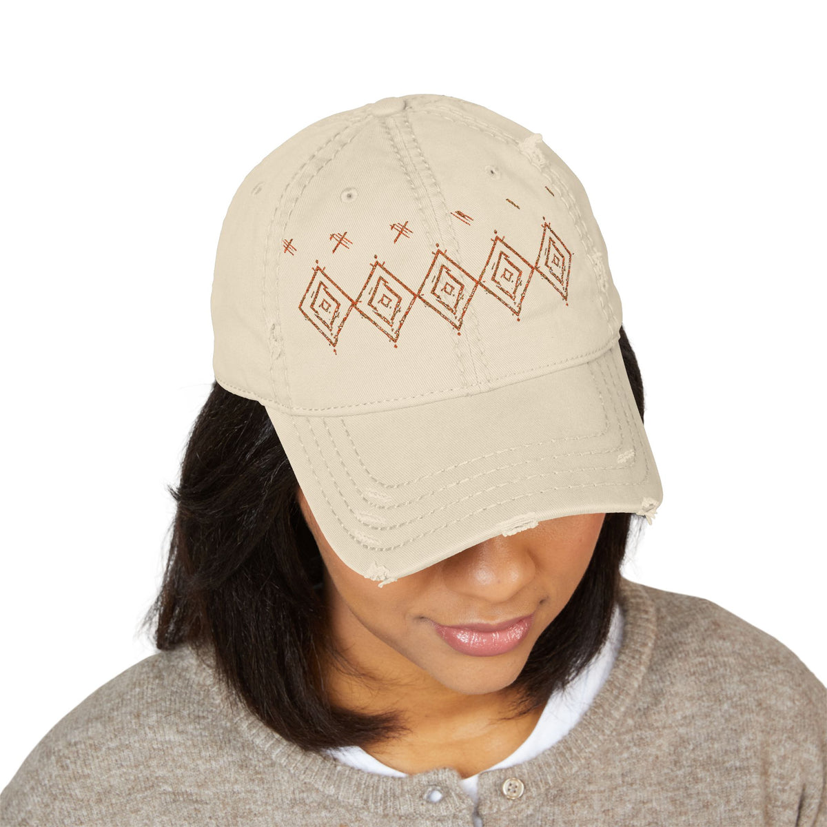 Embroidered Southwest Diamond Distressed Dad Hat