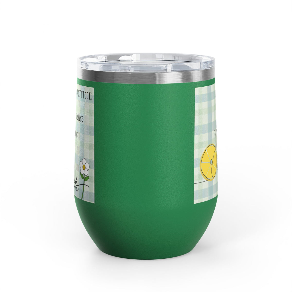 Gratitude Practice Wine Tumbler — 12oz Insulated Stainless Steel Cup ("Gratitude is a practice, name 3 good things everyday")