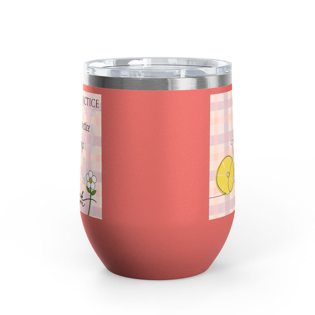 Gratitude Practice Wine Tumbler — 12oz Insulated Stainless Steel Cup ("Gratitude is a practice, name 3 good things everyday")