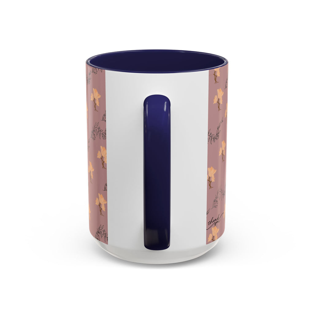 Pink Floral Accent Coffee Mug — Retro Bloom Pattern (11/15oz)