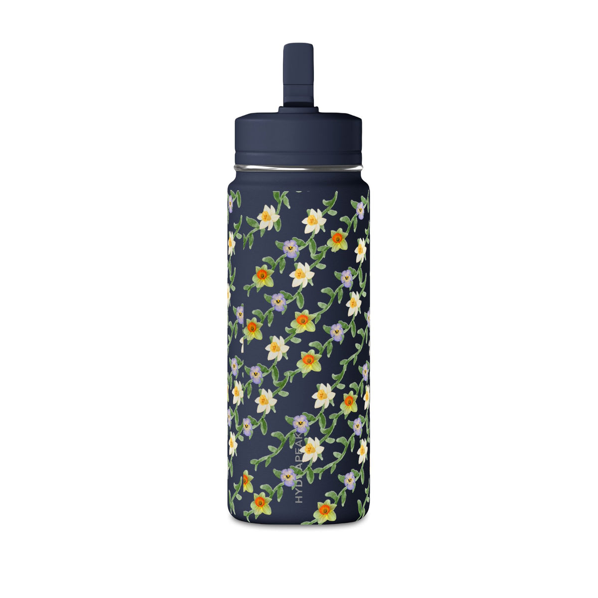 20oz Floral Water Bottle – Mini Straw Hydration Bottle with Dainty Yellow Blossoms