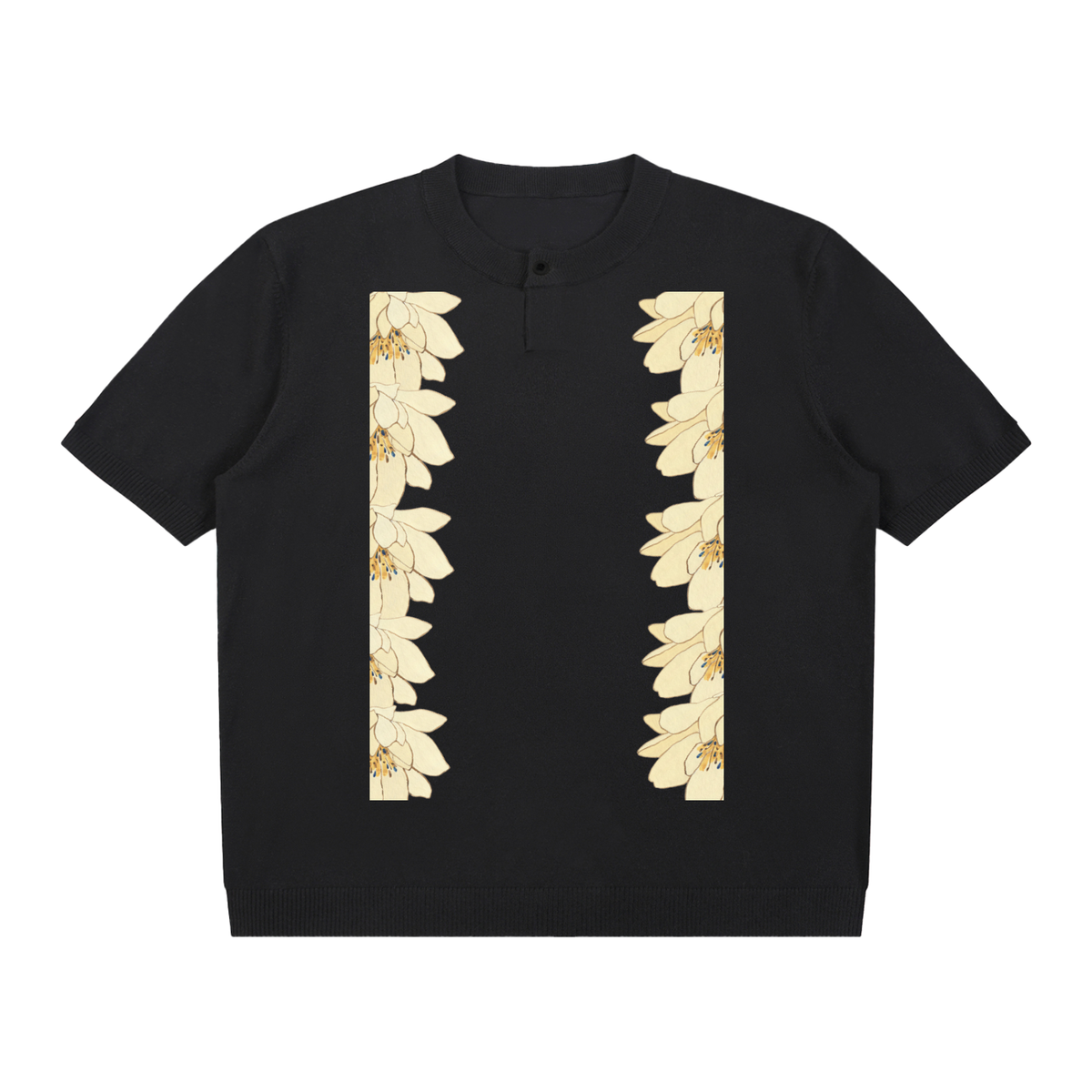 Cotton Knit Short Sleeve Henley T-Shirt